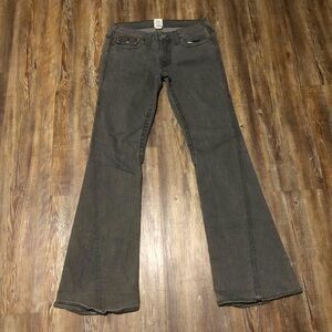 True Religion Jeans Women's 30 Black Joey Mid Rise Flare Twisted Hem Denim